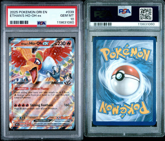 2025 POKEMON DRI EN-DESTINED RIVALS #039 ETHAN'S HO-OH EX PSA 10