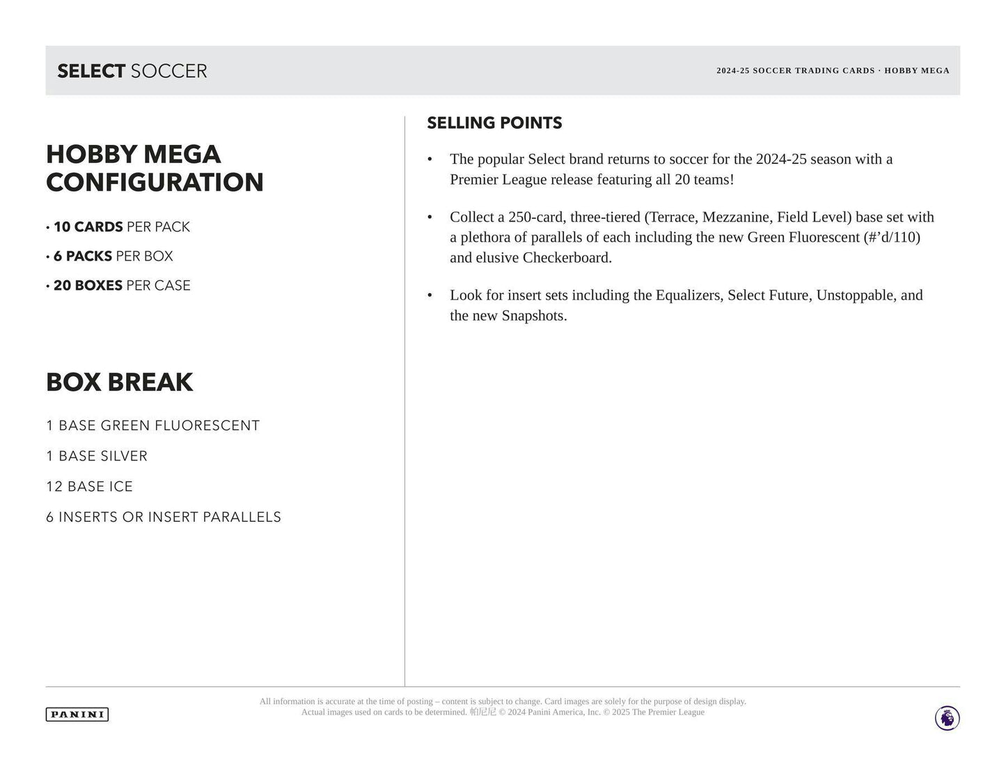 2024/25 Panini Select Premier League EPL Soccer Hobby Mega Box