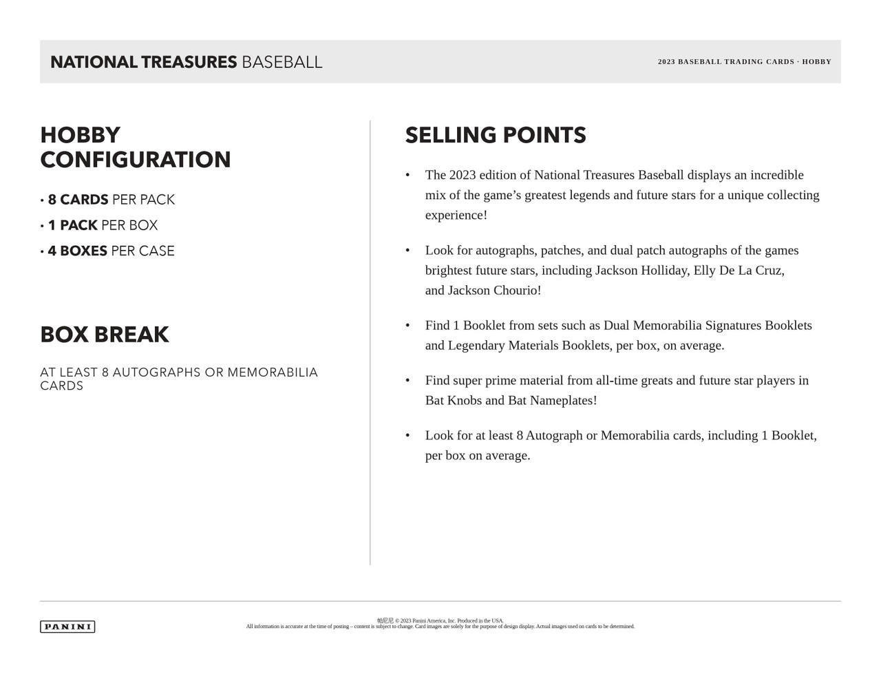 National Treasures baseball 2023