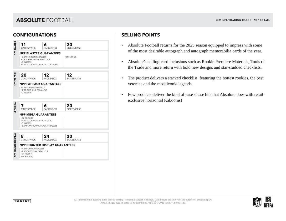2025 Panini Absolute Football Mega Box