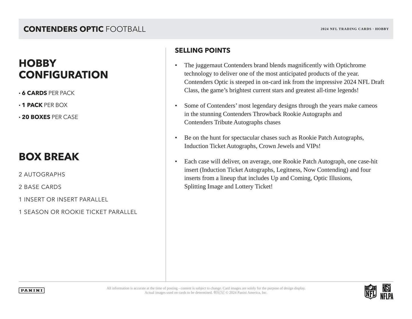 2024 Panini Contenders Optic Football Hobby Box