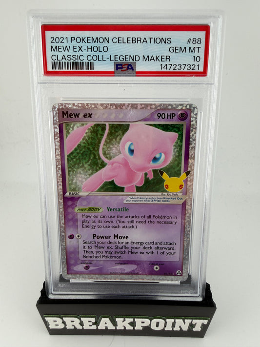 2021 POKEMON CELEBRATIONS MEW EX HOLO CLASSIC COLL LEGEND MAKER #88 PSA GEM MINT 10