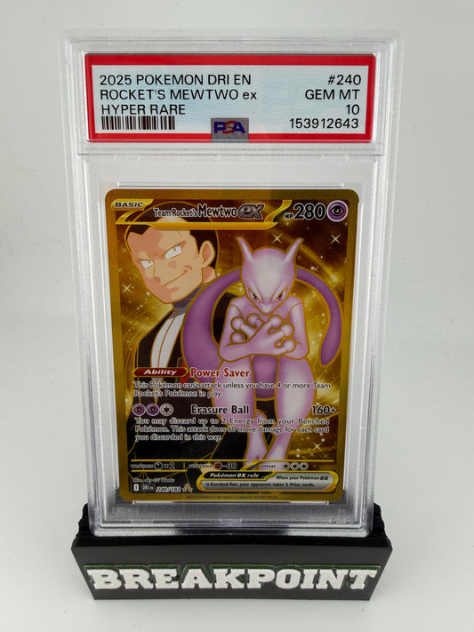 2025 POKEMON DRI EN ROCKET’S MEWTWO EX HYPER RARE #240 PSA GEM MINT 10