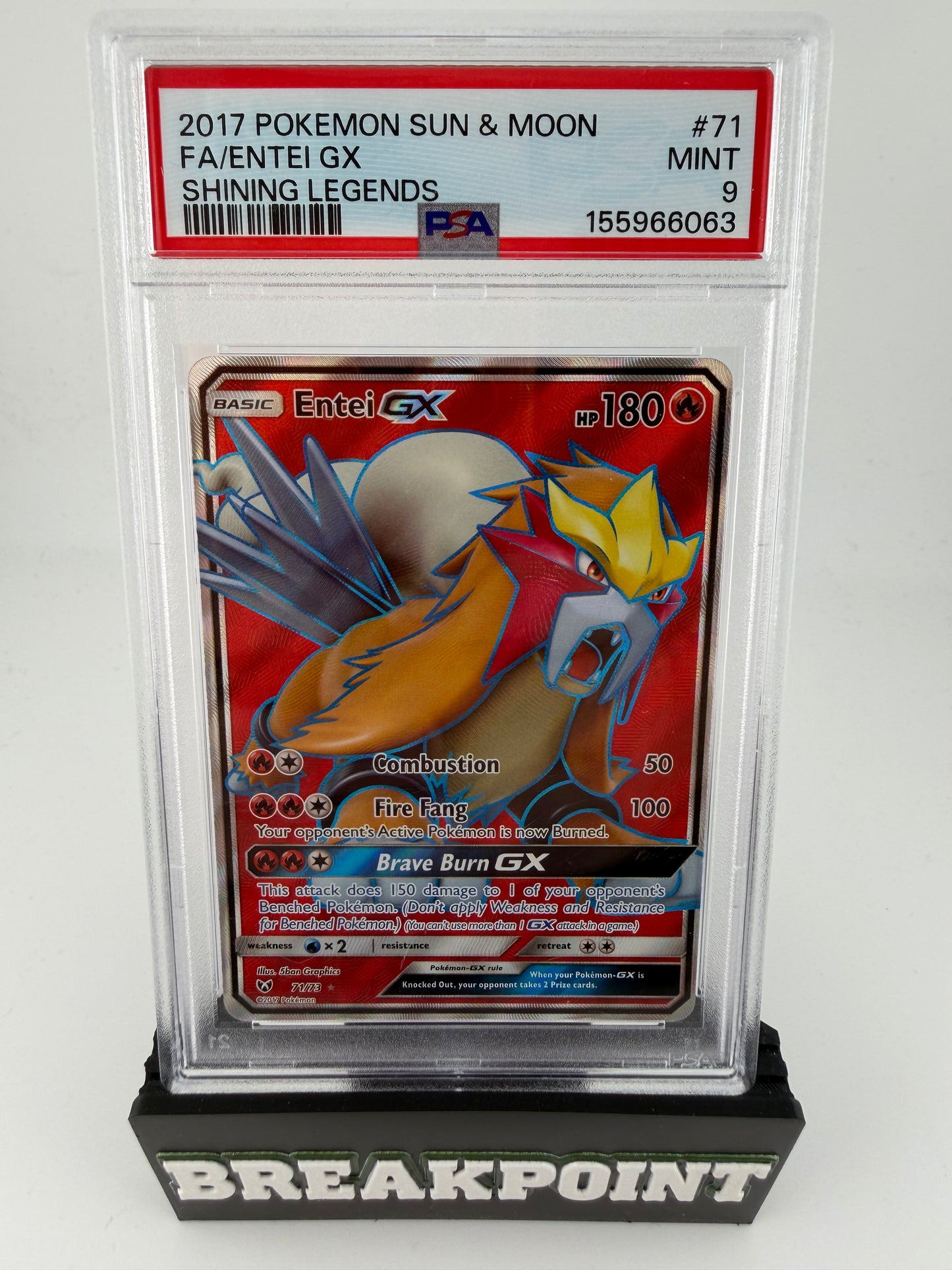 2017 POKEMON SUN AND MOON FA ENTEI GX SHINING LEGENDS #71 PSA MINT 9