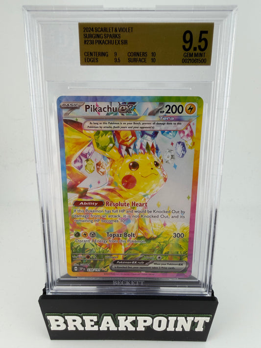 2024 SCARLET AND VIOLET SURGING SPARKS #238 PIKACHU EX SIR BECKETT GEM MINT 9.5