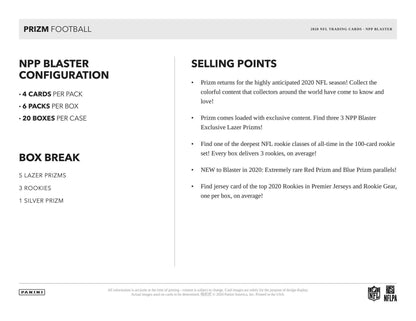 2020 Panini Prizm Football 6-Pack Blaster Box (Lazer Prizms)