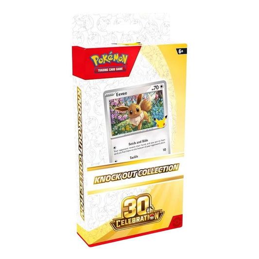 Pokémon TCG 30th Celebration Knock Out Collection Box featuring the Eevee foil card